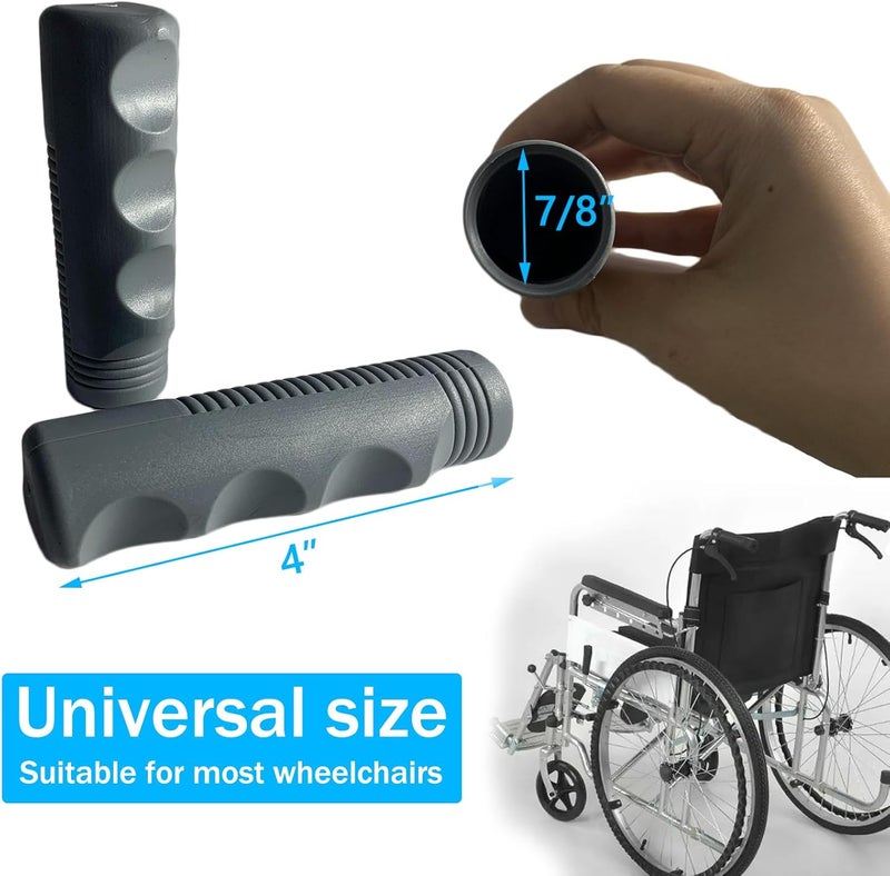 LODMOD Wheelchair Replacement Hand Grips - Transport Chairs Handles, 7/8" ID, 1 Pair - Image 2